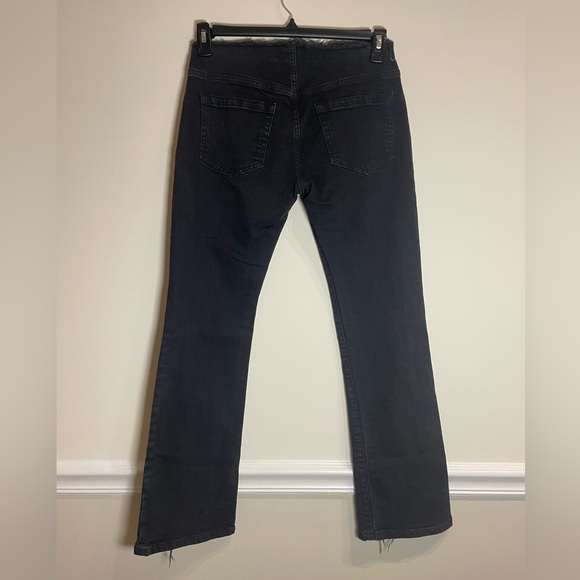 FRAME Le Pixie Cutoff Waist Slit Hem Mini Boot Jeans Film Noir Size 25 - Picture 8 of 11